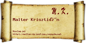 Malter Krisztián névjegykártya